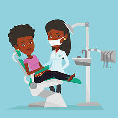 Image showing Patient and doctor at dentist office.