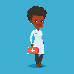 Image showing Doctor holding first aid box vector illustration.