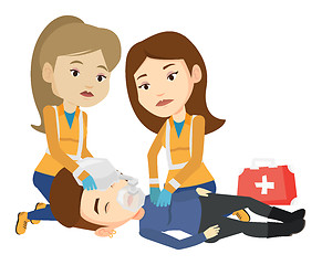 Image showing Paramedics doing cardiopulmonary resuscitation.