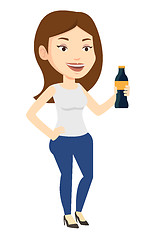 Image showing Young woman drinking soda vector illustration.