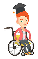 Image showing Graduate sitting in wheelchair vector illustration