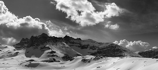 Image showing Black and white panorama mountains