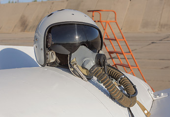 Image showing Helmet and oxygen mask of a military pilot