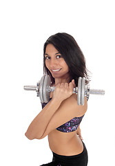 Image showing Beautiful woman with dumbbell.