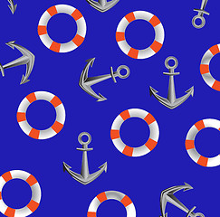 Image showing Life buoy and anchor