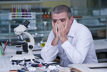 Image showing Tired researcher