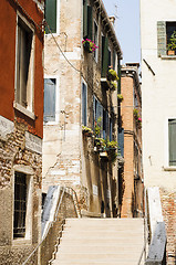 Image showing Narrow alley in the historic center of Venice, Veneto, Italy, Eu