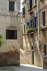 Image showing Narrow alley in the historic center of Venice, Veneto, Italy, Eu