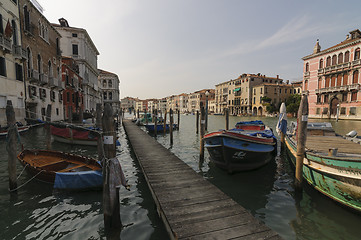 Image showing Pier and boats on the Grand Canal in Venice, Vento, Italy, Europ