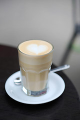 Image showing view of coffee latte served on the table