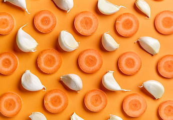 Image showing carrot and garlic background