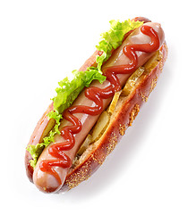 Image showing fresh hotdog on white background