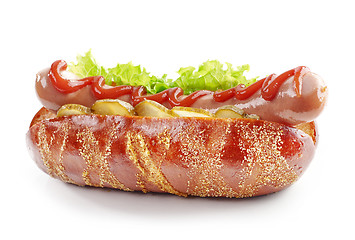 Image showing fresh hot dog on a white background