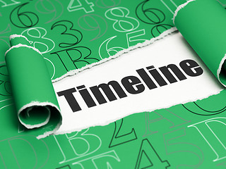 Image showing Timeline concept: black text Timeline under the piece of  torn paper
