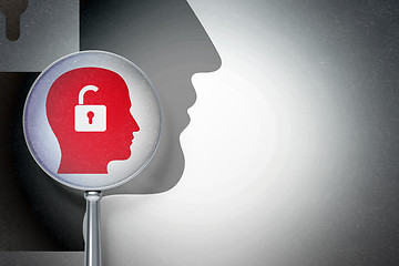 Image showing Finance concept:  Head With Padlock with optical glass on digital background