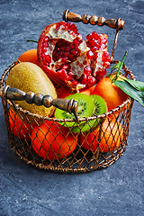 Image showing basket with tropical fruits