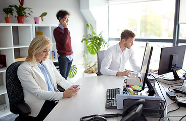 Image showing business team with smartphones at office