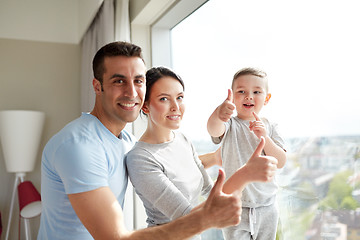 Image showing happy family at window