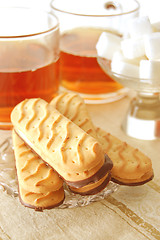 Image showing table set for high tea with sweet cookies