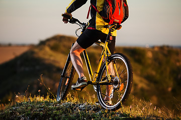 Image showing Sporty Man Riding a Bicycle on the Country Road.