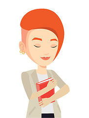 Image showing Student hugging her book vector illustration.