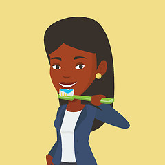 Image showing Woman brushing her teeth vector illustration.