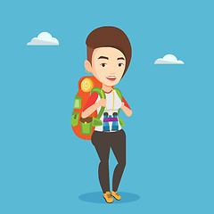 Image showing Cheerful traveler with backpack.