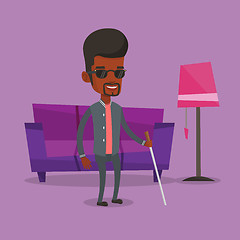 Image showing Blind man with stick vector illustration.