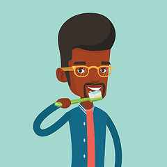 Image showing Man brushing his teeth vector illustration.