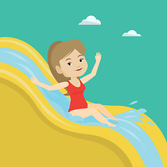 Image showing Woman riding down waterslide vector illustration.