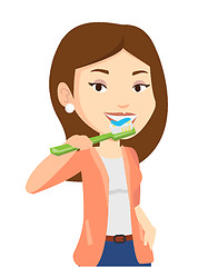 Image showing Woman brushing her teeth vector illustration.