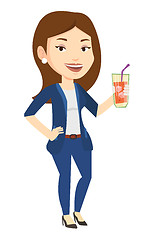 Image showing Woman drinking cocktail vector illustration.