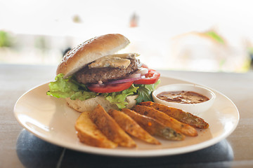 Image showing Bleu cheese burger