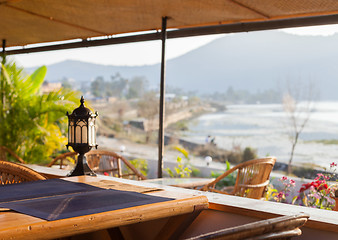 Image showing Wooden cafe table