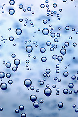 Image showing Clean water and water bubbles in blue