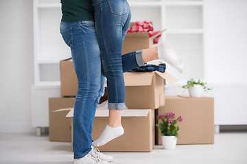 Image showing happy Young couple moving in new house