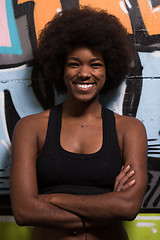 Image showing black woman after a workout at the gym