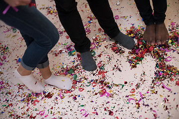 Image showing confetti party multiethnic group of people