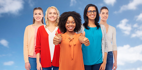 Image showing international group of women showing thumbs up