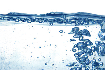 Image showing Blue water with bubbles