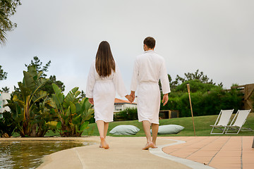 Image showing Young couple in a hotel