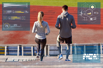 Image showing couple walking downstairs on stadium