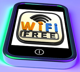 Image showing Wifi Free On Smartphone Shows Free Internet Broadcasting