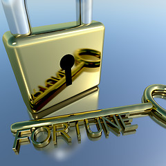 Image showing Padlock With Fortune Key Showing Luck Success And Riches