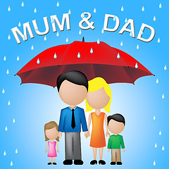 Image showing Mum Dad Shows Fathers Day And Children