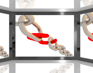 Image showing Opened Chain On Screen Shows Risky Situations