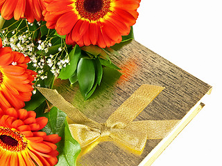 Image showing gerberas with giftbox