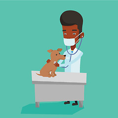 Image showing Veterinarian examining dog vector illustration.