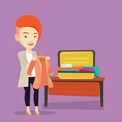 Image showing Woman packing his suitcase vector illustration.