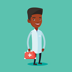 Image showing Doctor holding first aid box vector illustration.